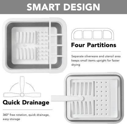 Collapsible Dish Drying Rack, Pop Up Dinnerware Drainer, Portable Plate Organizer or Kitchen RV Campers Travel Trailer, Space Saving Kitchen Storage Tray