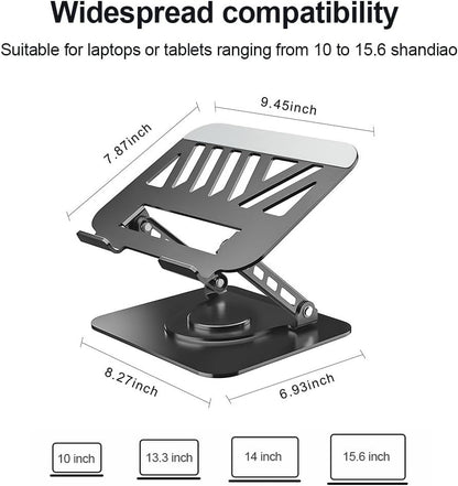 Adjustable Laptop Stand or Desk, Dual oldable Computer Riser with Heat-Vent, Ergonomic Sit to Notebook Holder Convertor, Compatible with All 10-16" Laptops, Tablets, Black