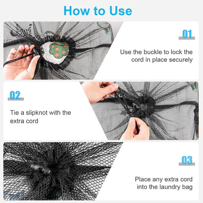 2 Pack Large Mesh Laundry Bags, 24" x 36" Heavy Duty Strong Drawstring Dirty Clothes Bags with Soft Breathable Net, Machine Washable Laundry Bag for College, Dorm, Camp, Travel and Family Use(Black)