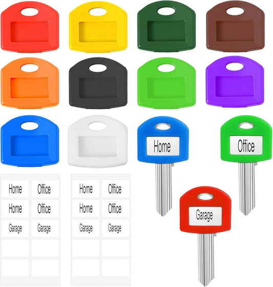 20 Pcs Colored Key Covers, Key Identifiers Covers Markers Tags with Keys Labels for House Keys, Easy Organization (10 Colors)