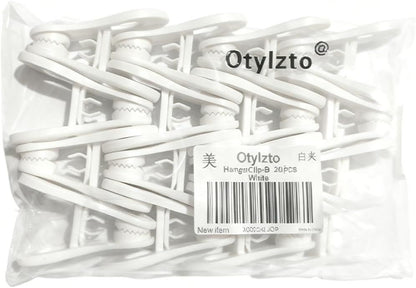 20 Pcs Multi-Purpose Clips for Hangers, White Clothes Hanger Clips, Standard Plastic Hanger