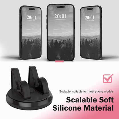 Car Dashboard Phone Mount, Three-Point Support Anti-Slip Smartphone Holder, Rotating Center Console Navigation Mount for Vertical and Horizontal, Universal for Car & Home (Black)