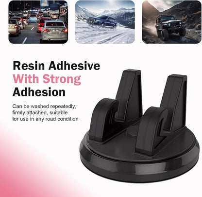 Car Dashboard Phone Mount, Three-Point Support Anti-Slip Smartphone Holder, Rotating Center Console Navigation Mount for Vertical and Horizontal, Universal for Car & Home (Black)