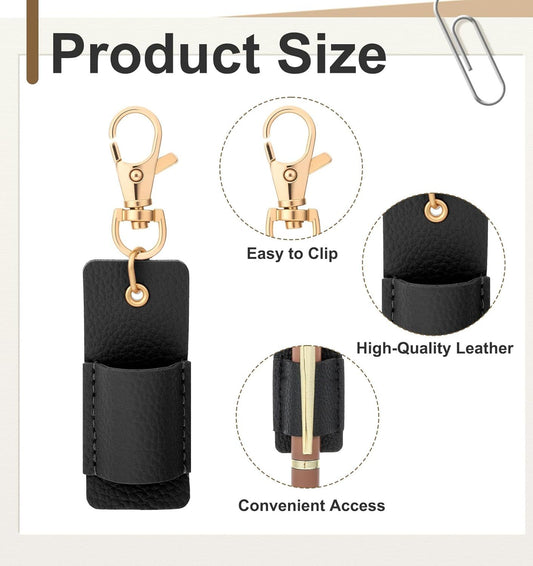 Lanyard Pen Holder, 4 Pcs Anti-lost Leather Badge Pen Holder for Lanyard & Badge Reel (Multi-colored)