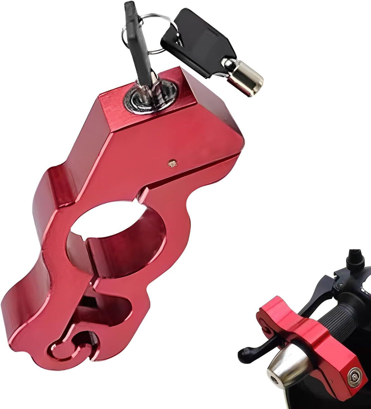 Motorcycle Handlebar Lock, Anti-Theft Anti-Picking Device for Brake Handlebar, Portable Adjustable Throttle Lock, Heavy Duty Anti-Rust Fixing Accessory for Bicycle Motorcycle Tricycle (Red)