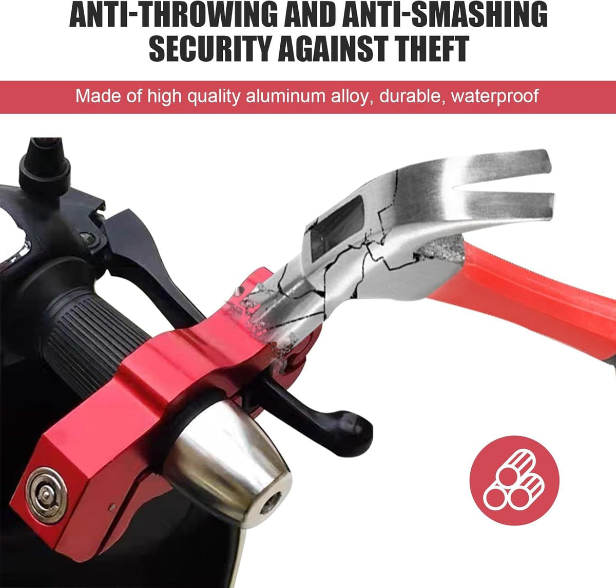 Motorcycle Handlebar Lock, Anti-Theft Anti-Picking Device for Brake Handlebar, Portable Adjustable Throttle Lock, Heavy Duty Anti-Rust Fixing Accessory for Bicycle Motorcycle Tricycle (Red)