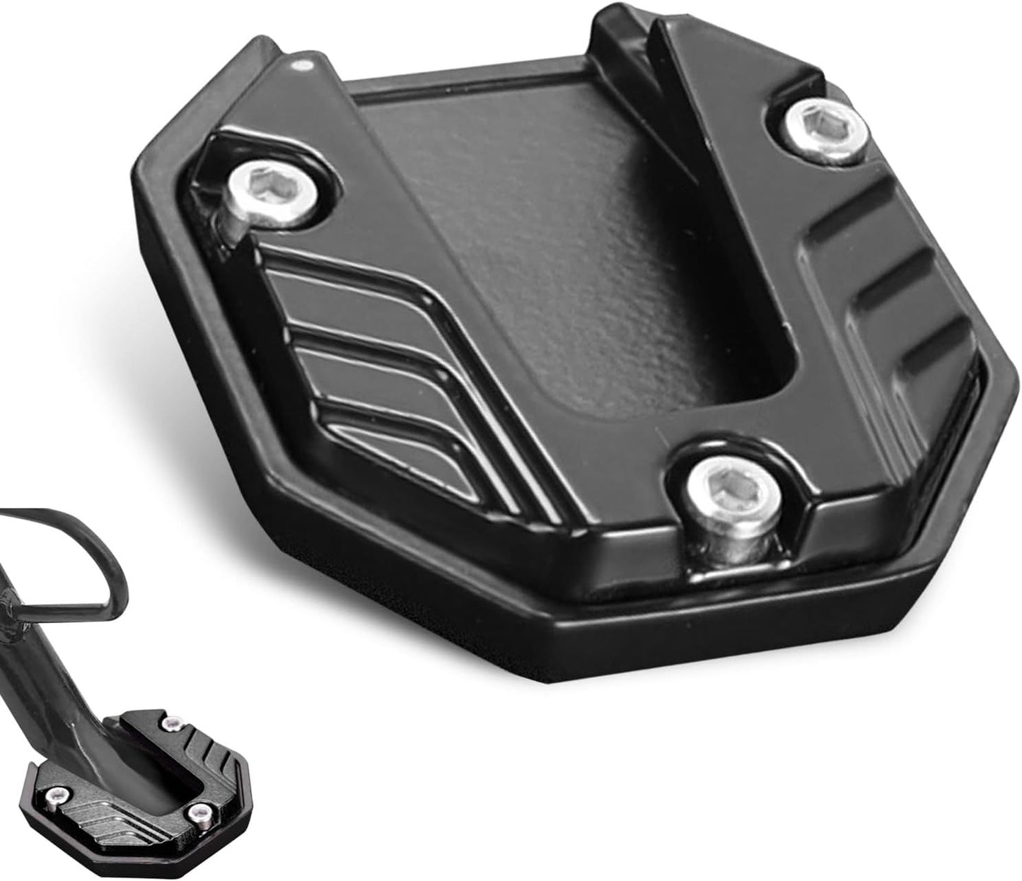 Motorcycle Kickstand Pad, Enlarged Non-slip Anti-sink Side Stand Foot Plate, Alloy Anti-rust Kickstand Extension, Parking Support Accessory for Motorcycles E-bikes (Black)