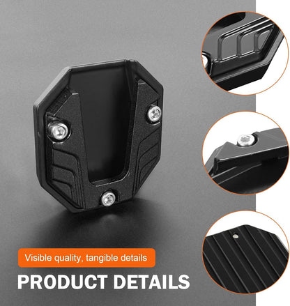 Motorcycle Kickstand Pad, Enlarged Non-slip Anti-sink Side Stand Foot Plate, Alloy Anti-rust Kickstand Extension, Parking Support Accessory for Motorcycles E-bikes (Black)