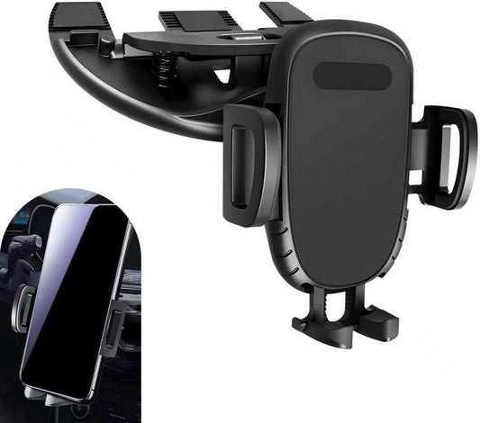 Car CD Slot Phone Holder, Solid Adsorption Anti-Shock Mount with Silicone Pad Protection, One-Handed Operation 360° Rotation Navigation Holder, Universal Clip-Type Interior for Car (Black)