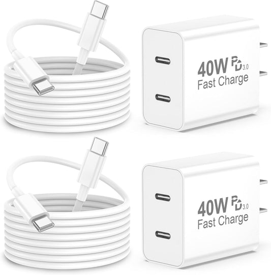 iPhone 17 Pro Max Charger Fast Charging, 40W Dual USB C Fast Charger Block with 6ft Type C Charging Cable Cord for iPhone 17/17 Pro/17 Pro Max/Air/16/16 Pro/16 Pro Max/16 Plus/15/15 Pro Max