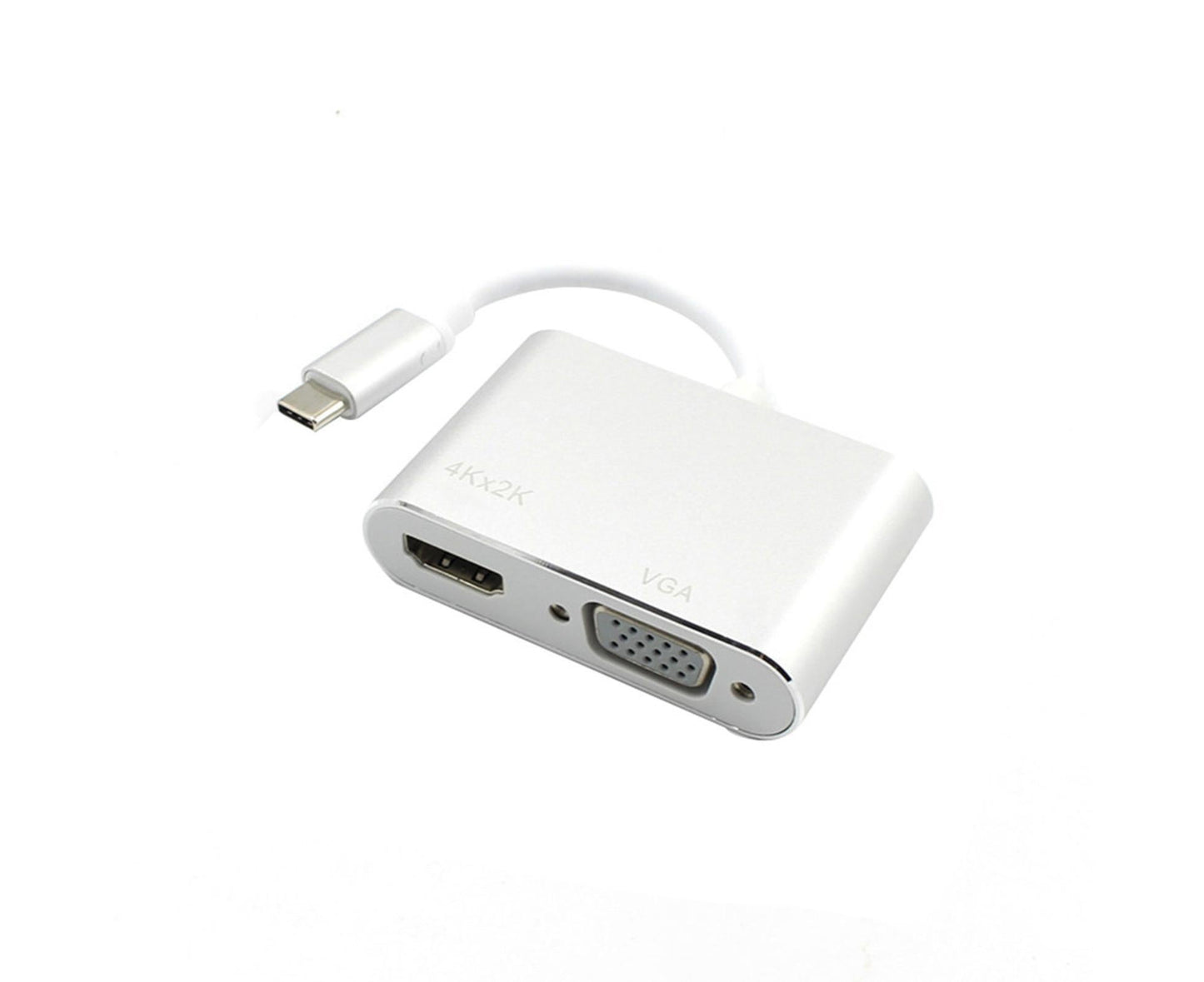 2 in 1 4K Ultra High Clarity USB 3.1 Type-C to HDMI-compatible VGA Converter Adapter for MacBook PC Silver