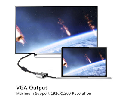 2 in 1 4K Ultra High Clarity USB 3.1 Type-C to HDMI-compatible VGA Converter Adapter for MacBook PC Silver