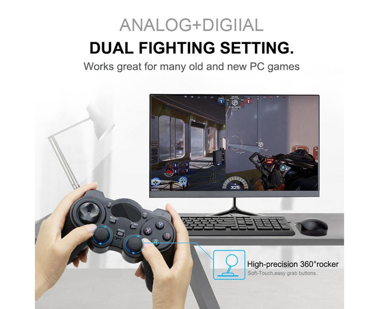 2.4G Wireless Gamepad with OTG Converter and Mobile Phone Holder for PS3 Phone Black