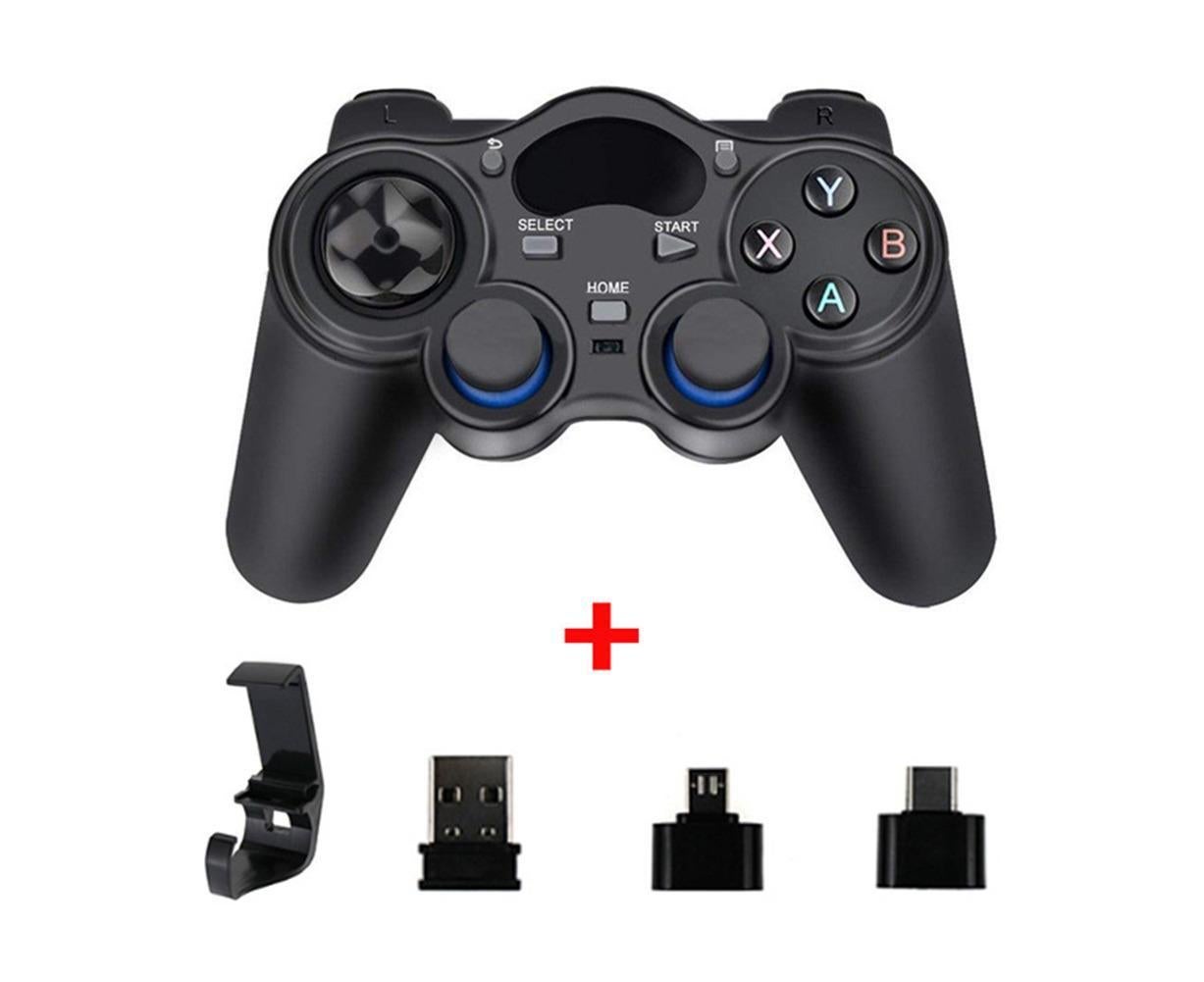 2.4G Wireless Gamepad with OTG Converter and Mobile Phone Holder for PS3 Phone Black