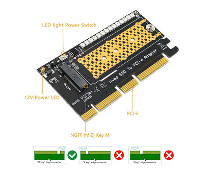 Converter Board Driver-free High Strength with Cool Light NVME SSD to PCI-E Adapter Card Cooling Sheet for Desktop Golden