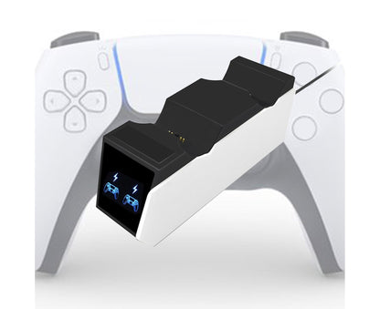 Durable Charging Stand Controller Fast Dual Charger for PlayStation 5 Gamepad Black White