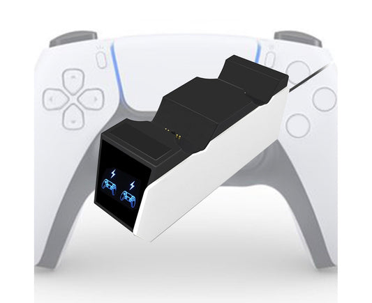 Durable Charging Stand Controller Fast Dual Charger for PlayStation 5 Gamepad Black White