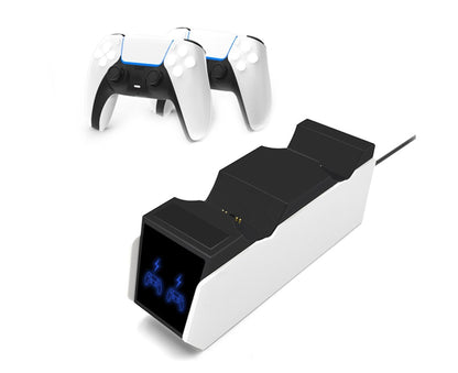 Durable Charging Stand Controller Fast Dual Charger for PlayStation 5 Gamepad Black White