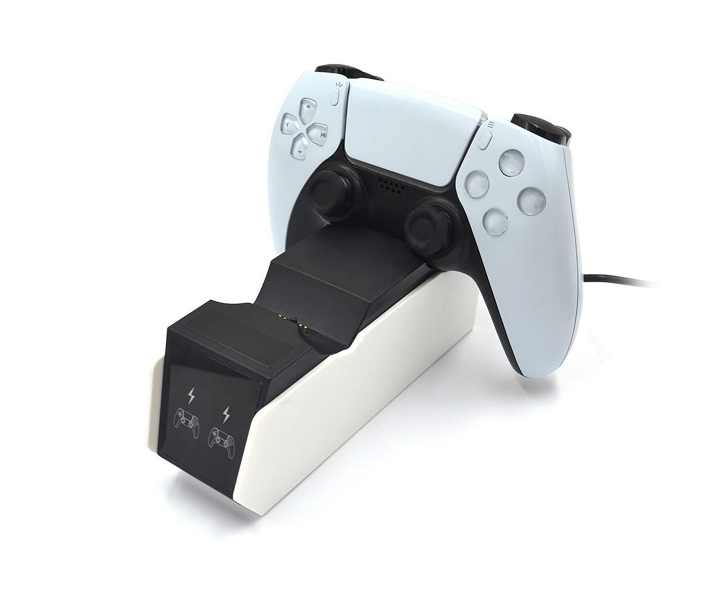 Durable Charging Stand Controller Fast Dual Charger for PlayStation 5 Gamepad Black White