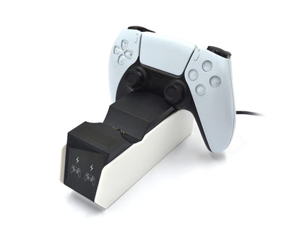 Durable Charging Stand Controller Fast Dual Charger for PlayStation 5 Gamepad Black White