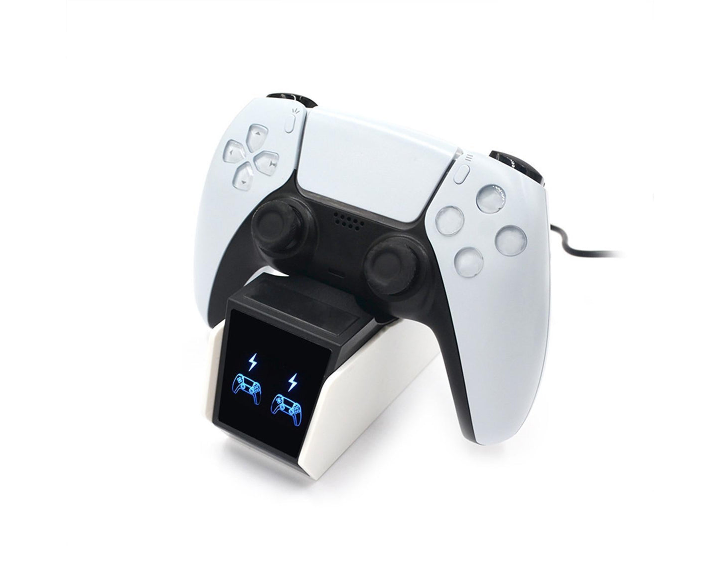 Durable Charging Stand Controller Fast Dual Charger for PlayStation 5 Gamepad Black White