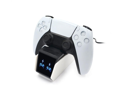 Durable Charging Stand Controller Fast Dual Charger for PlayStation 5 Gamepad Black White