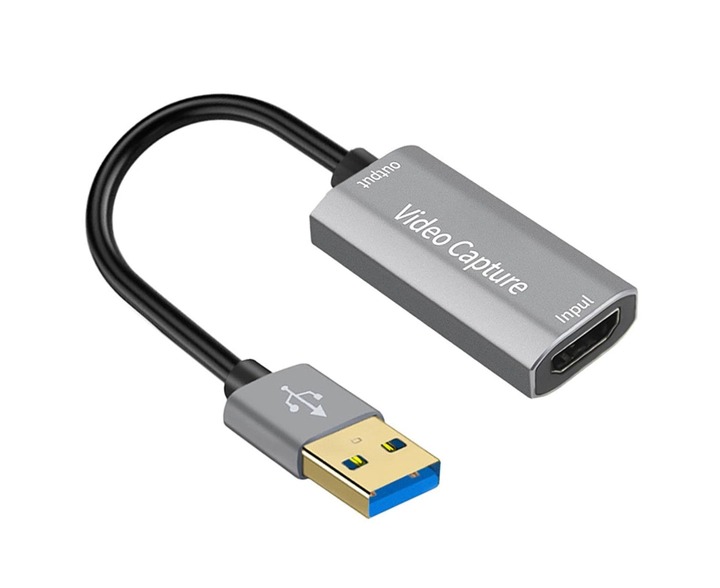 HDMI-compatible to USB Video Capture Card Game Camera Recorder Live Streaming Webcasting Grey