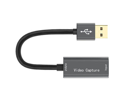 HDMI-compatible to USB Video Capture Card Game Camera Recorder Live Streaming Webcasting Grey