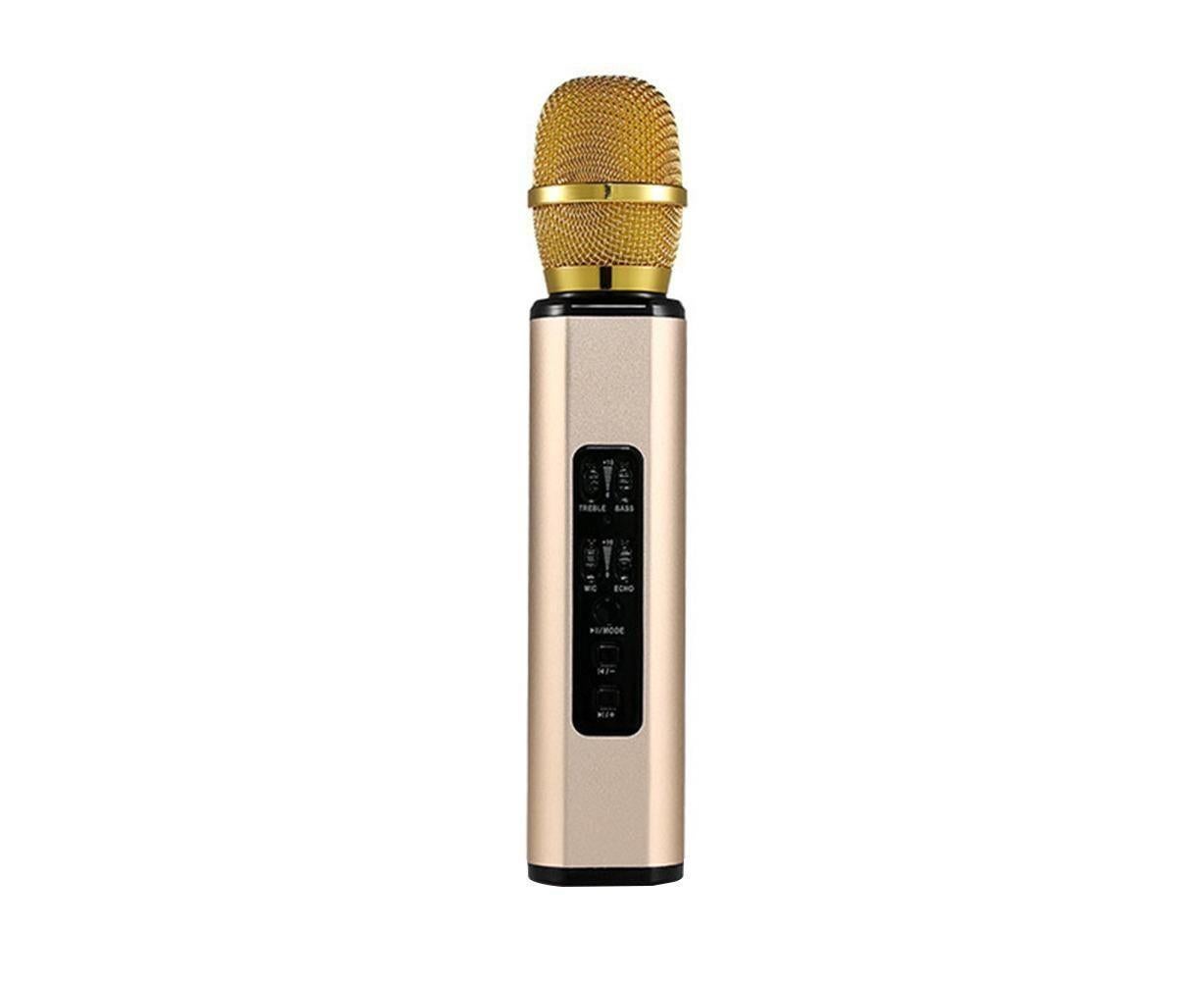 K6 Handheld Wireless Bluetooth-compatible Condenser Microphone Karaoke Speech Mic Speaker Golden