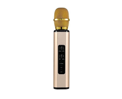 K6 Handheld Wireless Bluetooth-compatible Condenser Microphone Karaoke Speech Mic Speaker Golden