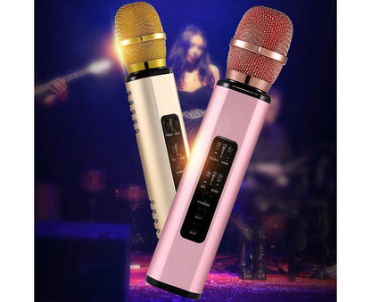 K6 Handheld Wireless Bluetooth-compatible Condenser Microphone Karaoke Speech Mic Speaker Golden