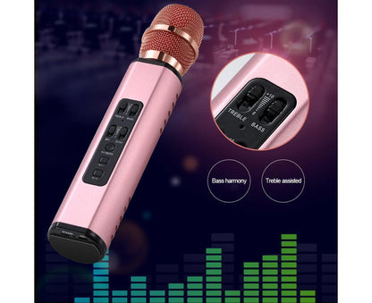 K6 Handheld Wireless Bluetooth-compatible Condenser Microphone Karaoke Speech Mic Speaker Golden