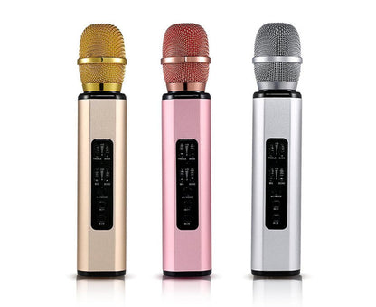 K6 Handheld Wireless Bluetooth-compatible Condenser Microphone Karaoke Speech Mic Speaker Golden