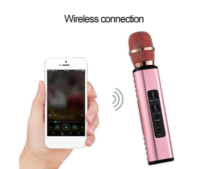 K6 Handheld Wireless Bluetooth-compatible Condenser Microphone Karaoke Speech Mic Speaker Golden