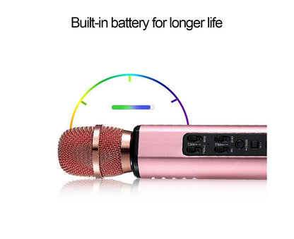 K6 Handheld Wireless Bluetooth-compatible Condenser Microphone Karaoke Speech Mic Speaker Golden
