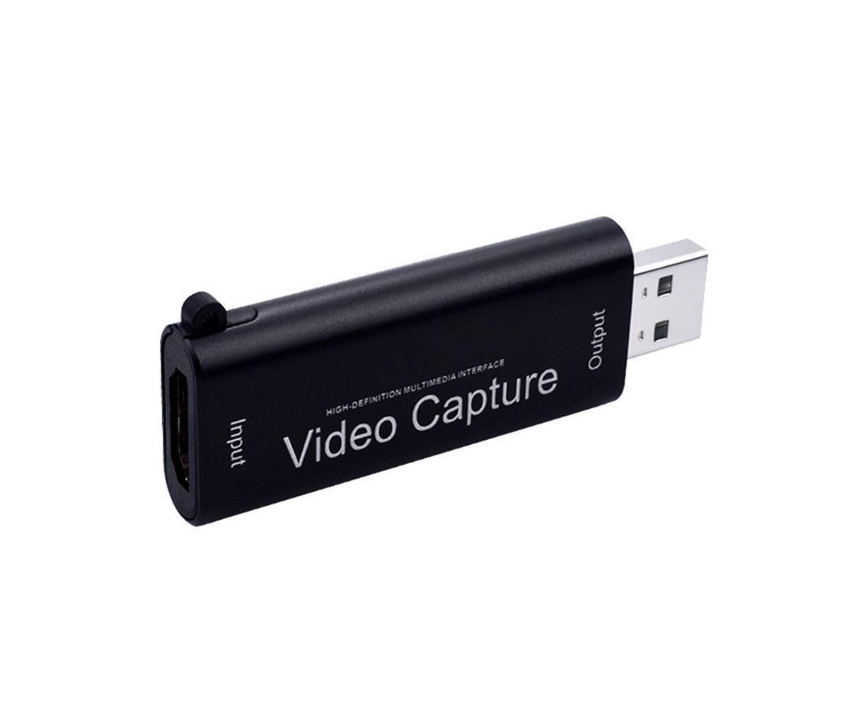 Portable 1080P USB 2.0 HDMI-compatible Video Audio Capture Card for Live Game Recording Black