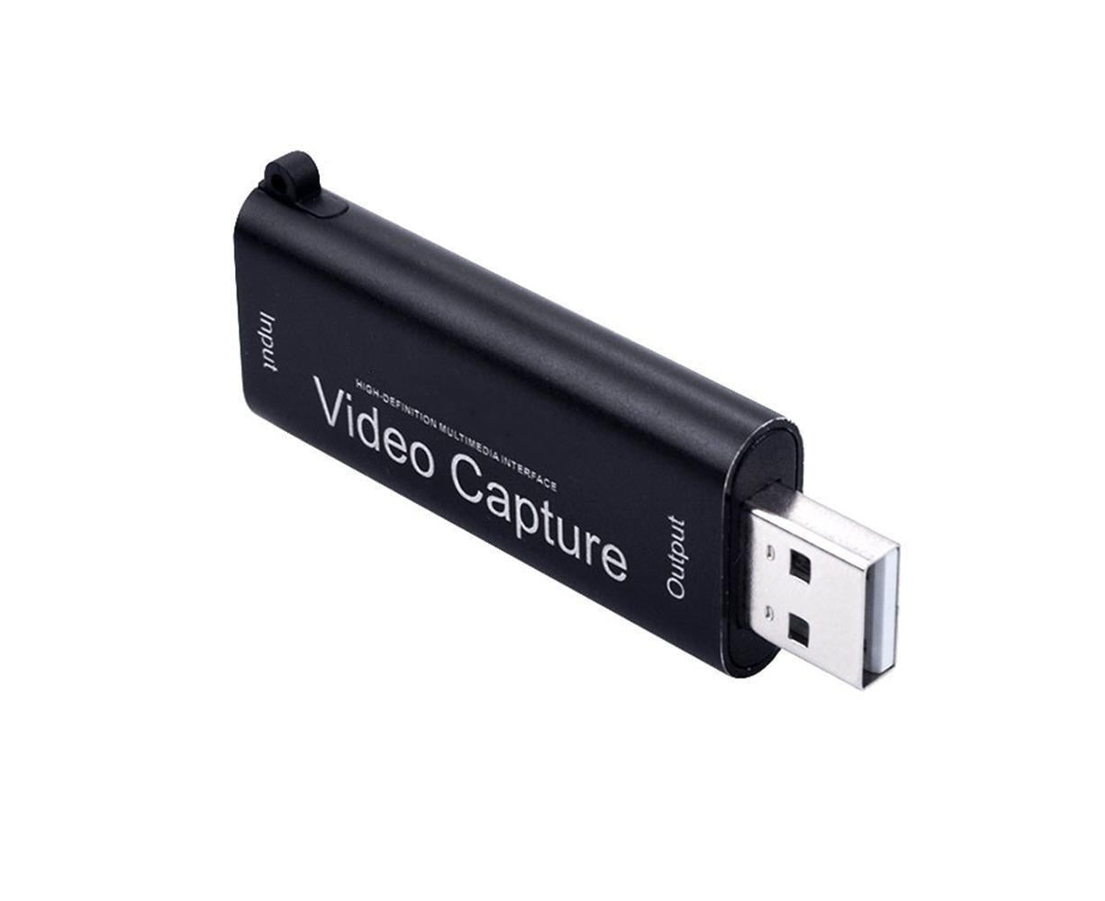 Portable 1080P USB 2.0 HDMI-compatible Video Audio Capture Card for Live Game Recording Black