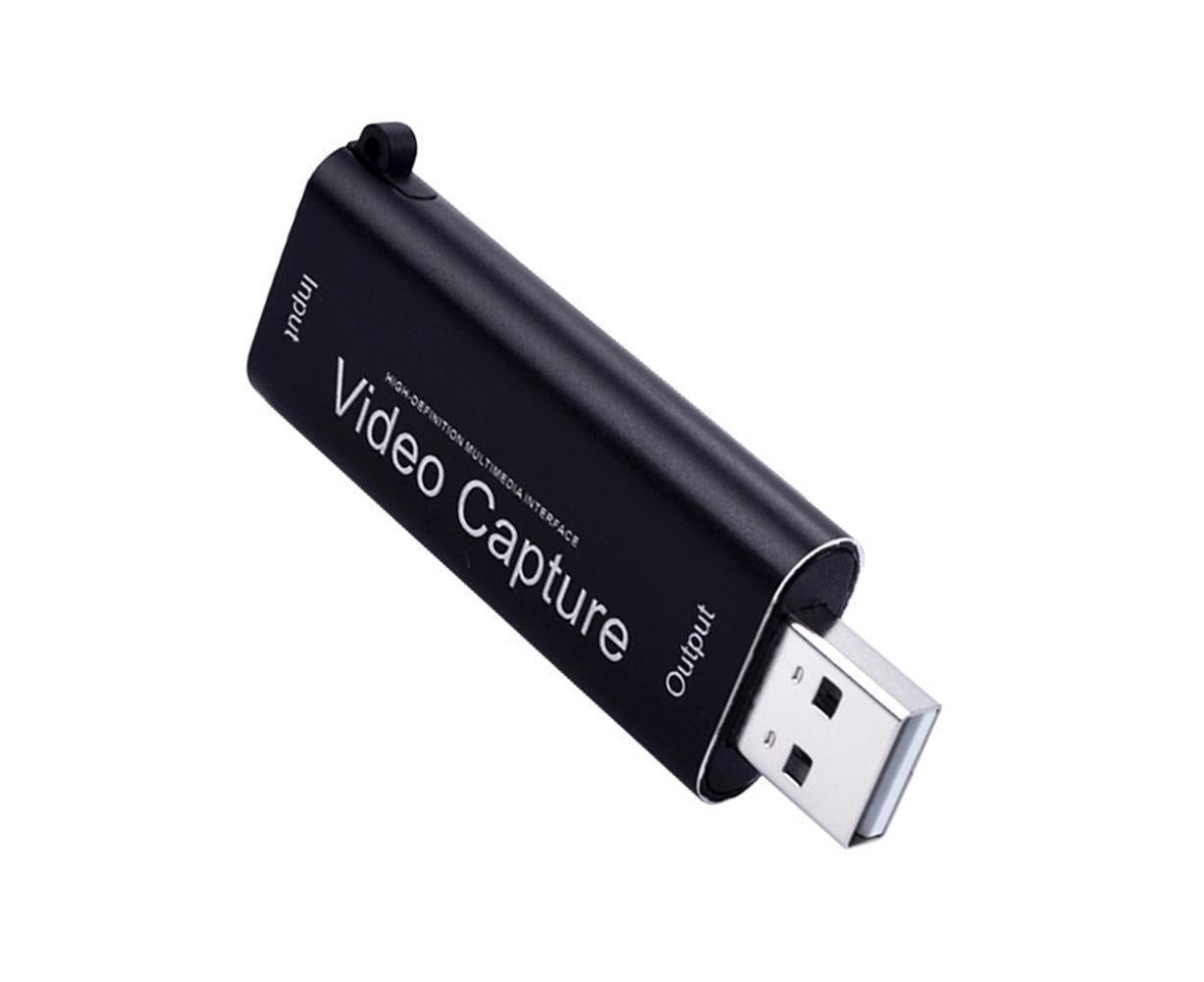 Portable 1080P USB 2.0 HDMI-compatible Video Audio Capture Card for Live Game Recording Black