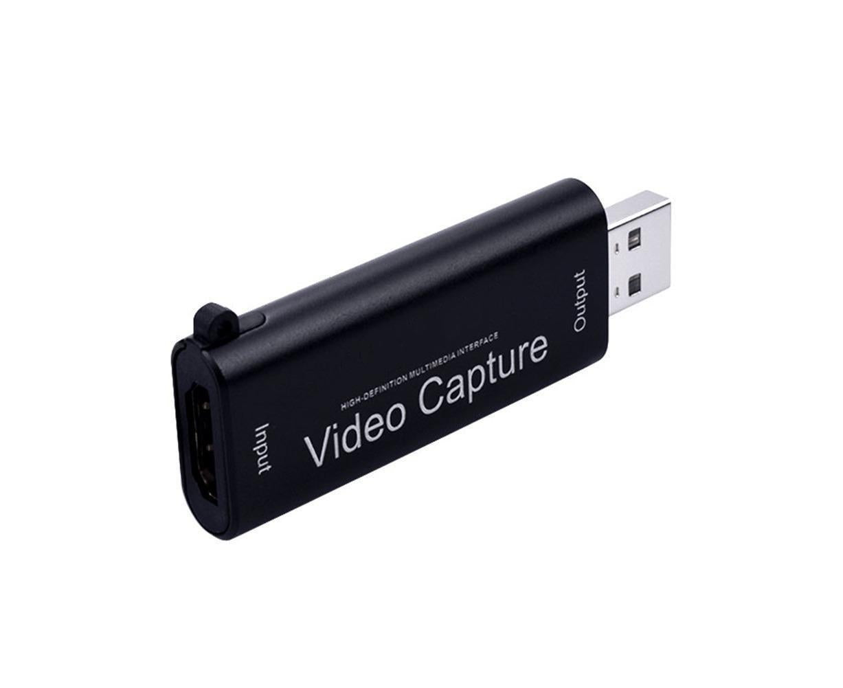 Portable 1080P USB 2.0 HDMI-compatible Video Audio Capture Card for Live Game Recording Black