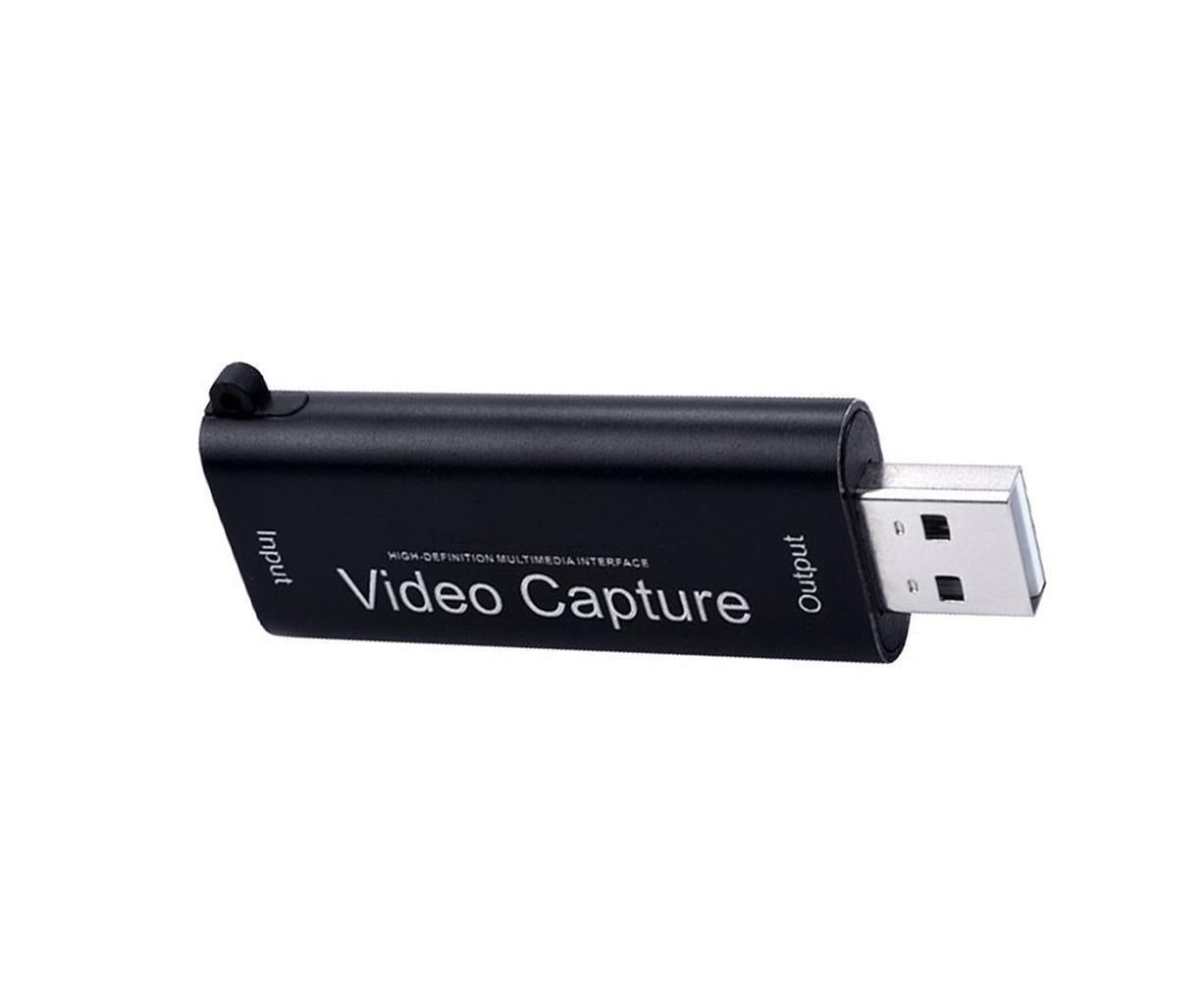 Portable 1080P USB 2.0 HDMI-compatible Video Audio Capture Card for Live Game Recording Black