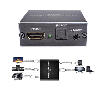 Portable 4Kx2K HDMI-compatible 1.4 Audio Splitter Extractor 5.1CH SPDIF Optical Converter