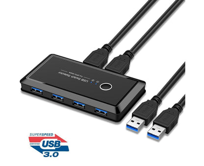 USB 3.0 Switch Selector 2 Computer Sharing 4 Devices for Keyboard Mouse Printer Black