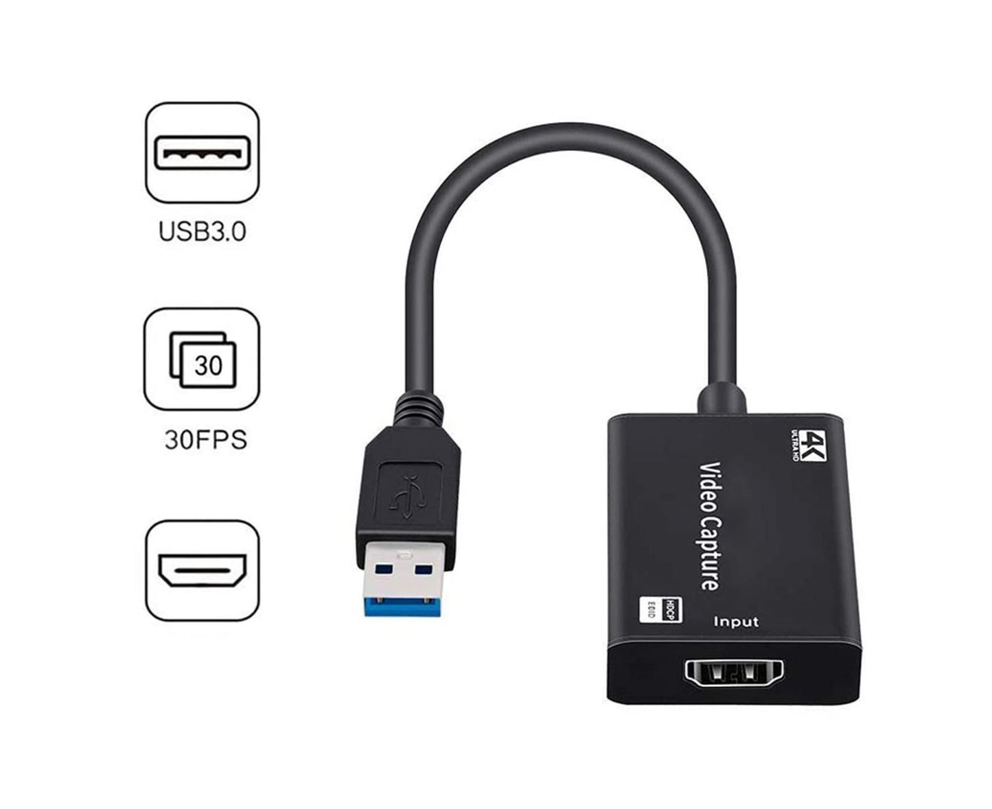 USB to HDMI-compatible High Clarity 1080P 4K Video Capture Card for Game Live Streaming Broadcast Black