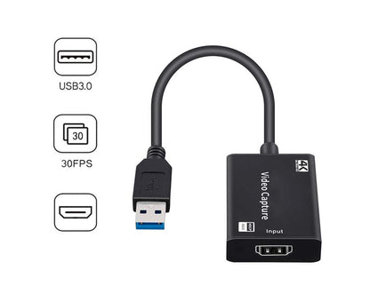 USB to HDMI-compatible High Clarity 1080P 4K Video Capture Card for Game Live Streaming Broadcast Black