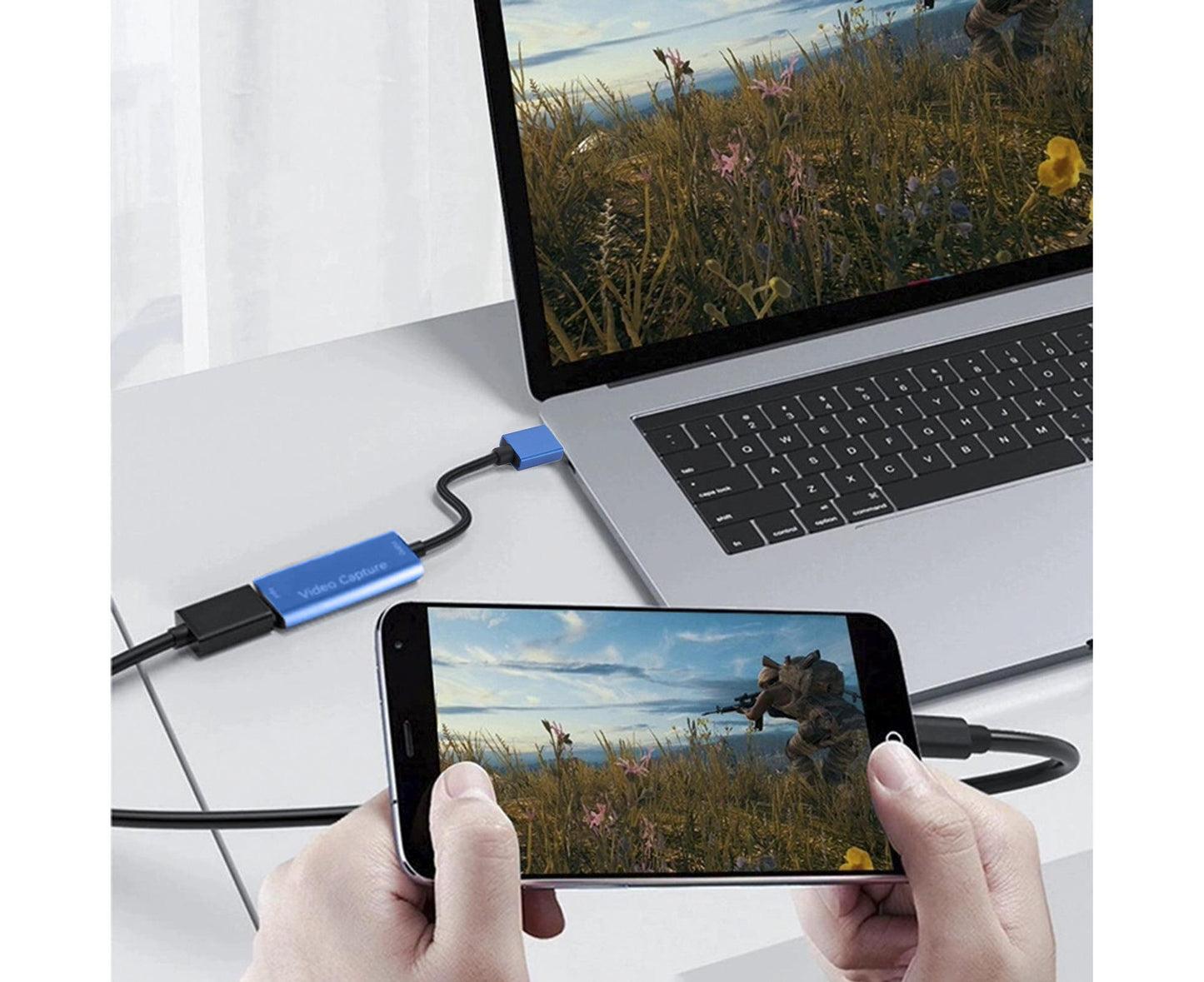 Video Capture Card Portable High Resolution Low Latency HDMI-compatible to USB 3.0 Game Capture Device for Live Streaming Blue