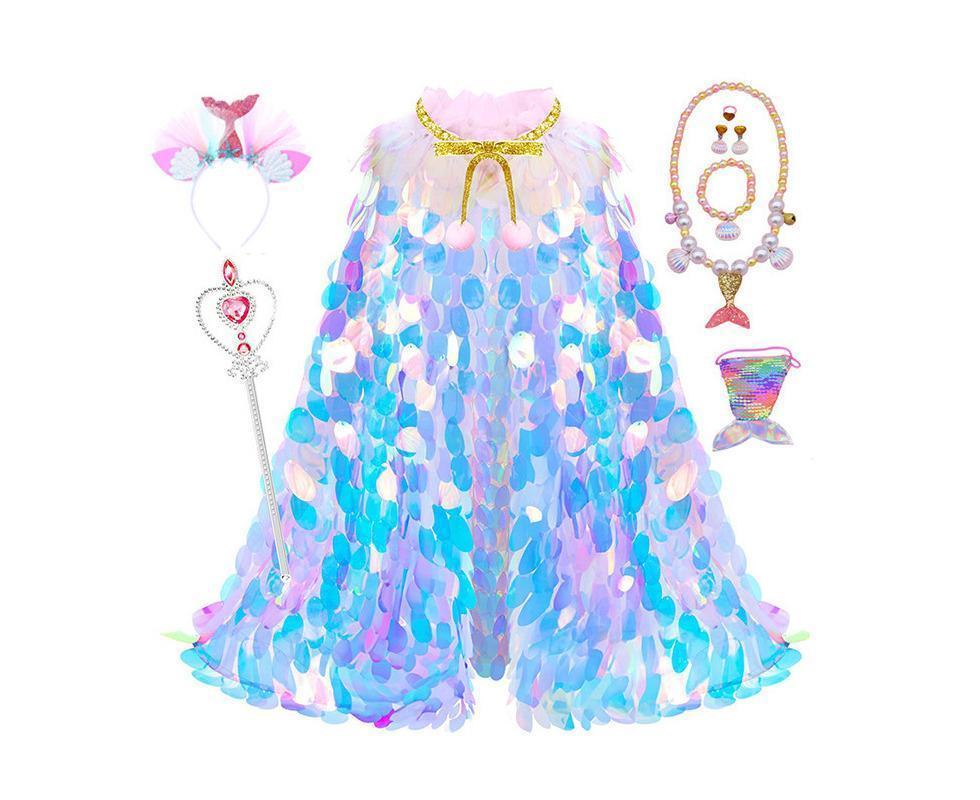 9Pcs Princess Dress-Up Clothes Mermaid Dress-Up Cape Kit