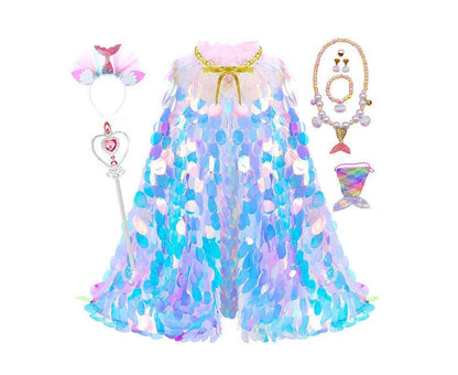 9Pcs Princess Dress-Up Clothes Mermaid Dress-Up Cape Kit
