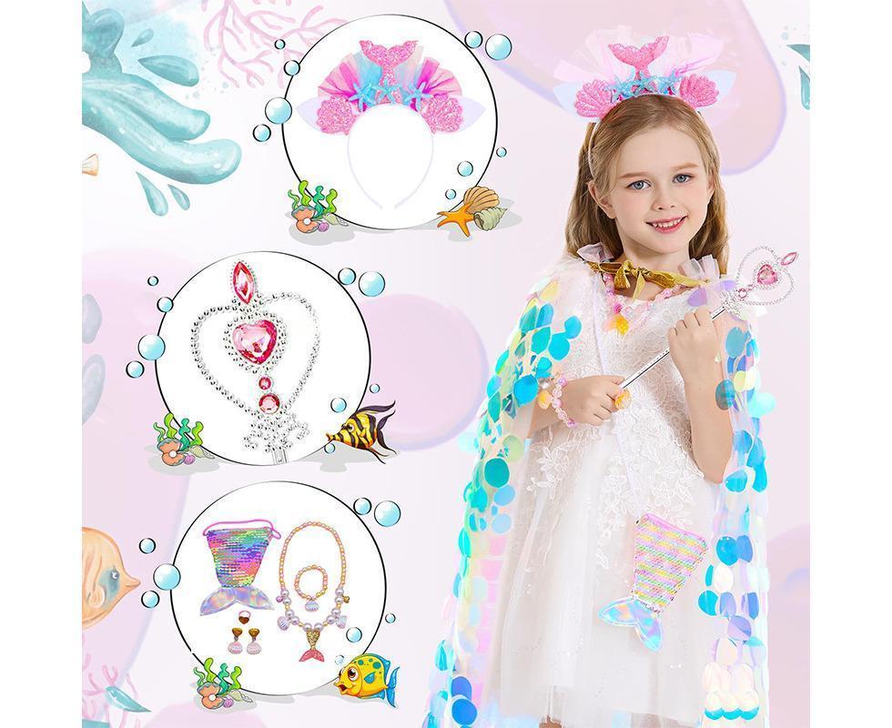 9Pcs Princess Dress-Up Clothes Mermaid Dress-Up Cape Kit
