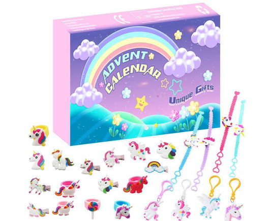 Christmas Countdown Calendar 24Pcs Hair Accessories Cartoon Hair Clips Bracelets Christmas Advent Calendar Party Favors Classroom Prizes