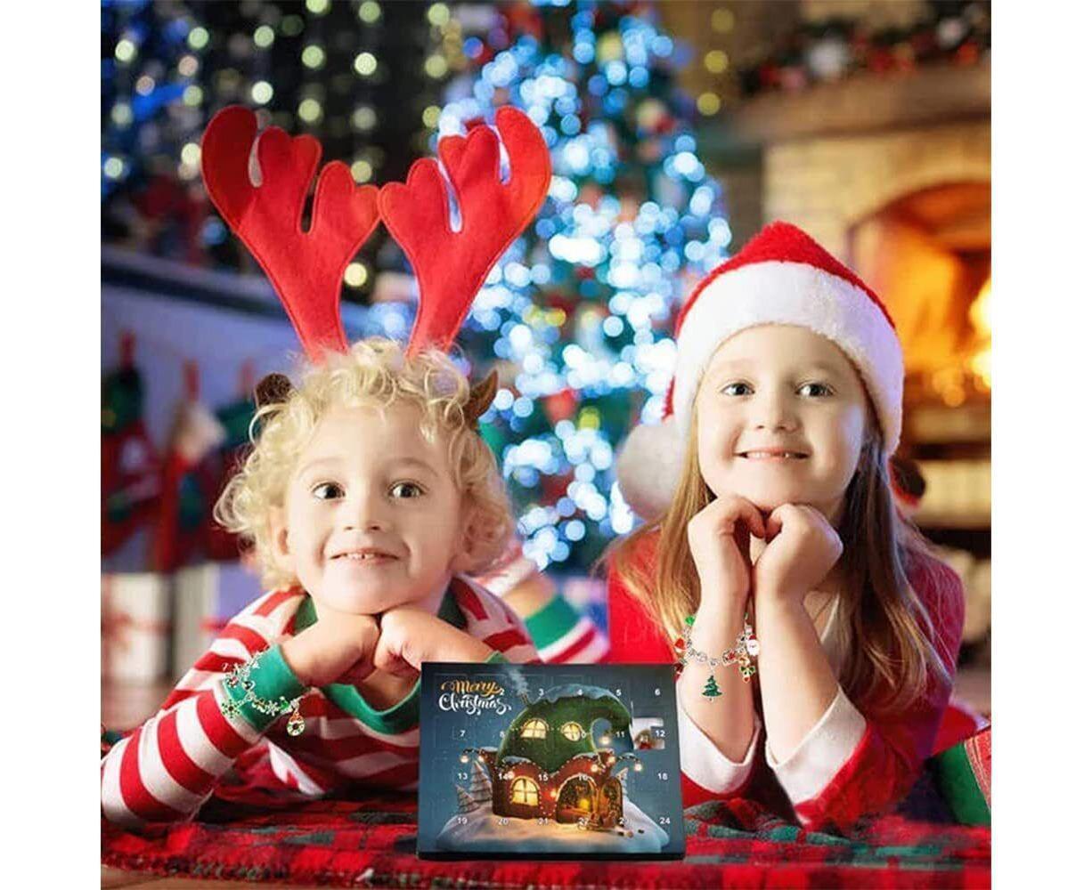 24Pcs Santa Tree Advent Calendar Christmas Countdown Calendar DIY Charm Bracelet Making Kit Gift